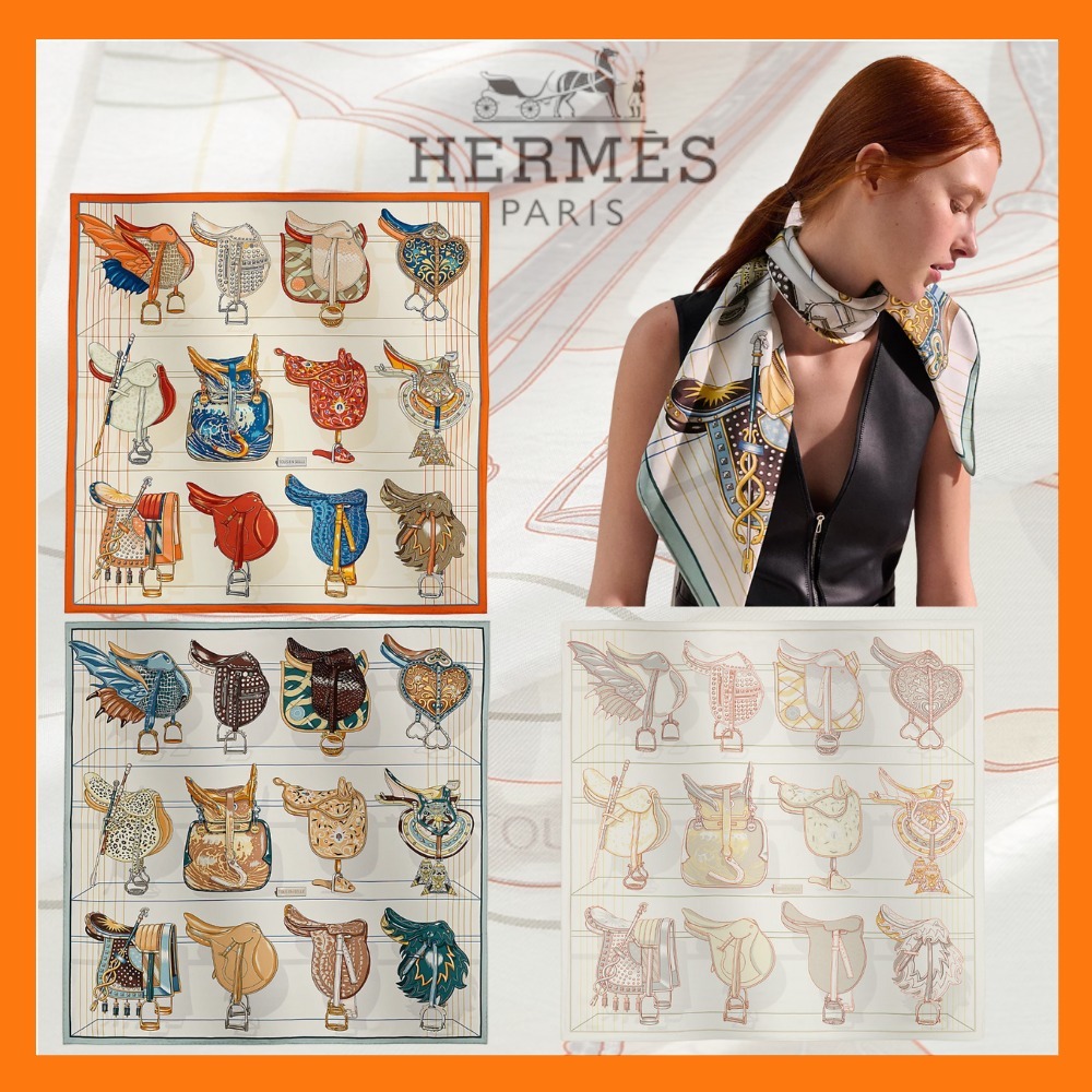 優雅な乗馬 HERMES Carre 90 Tous en Selle スカーフ