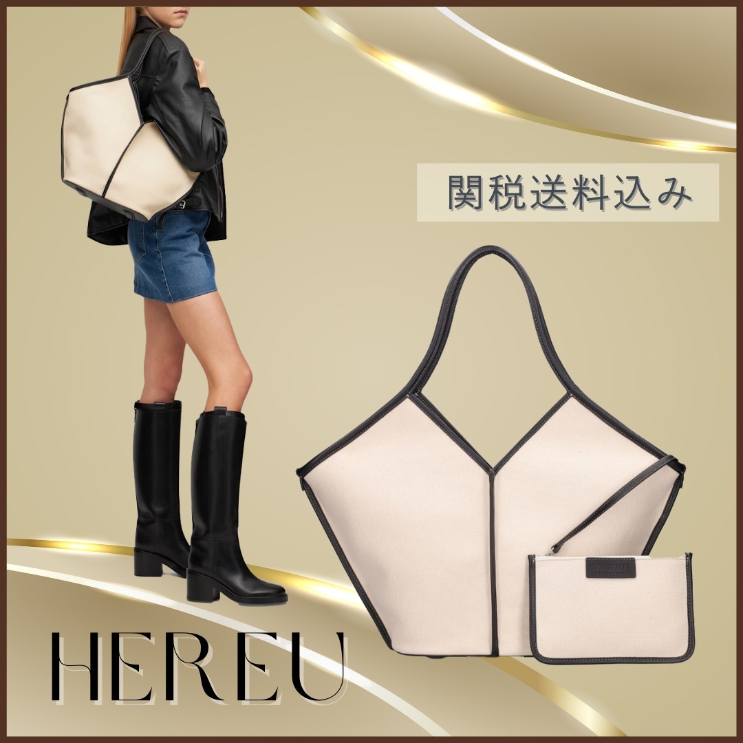 HEREU【関税送料込み＆SALE】 キャンバス＆レザートートバッグ