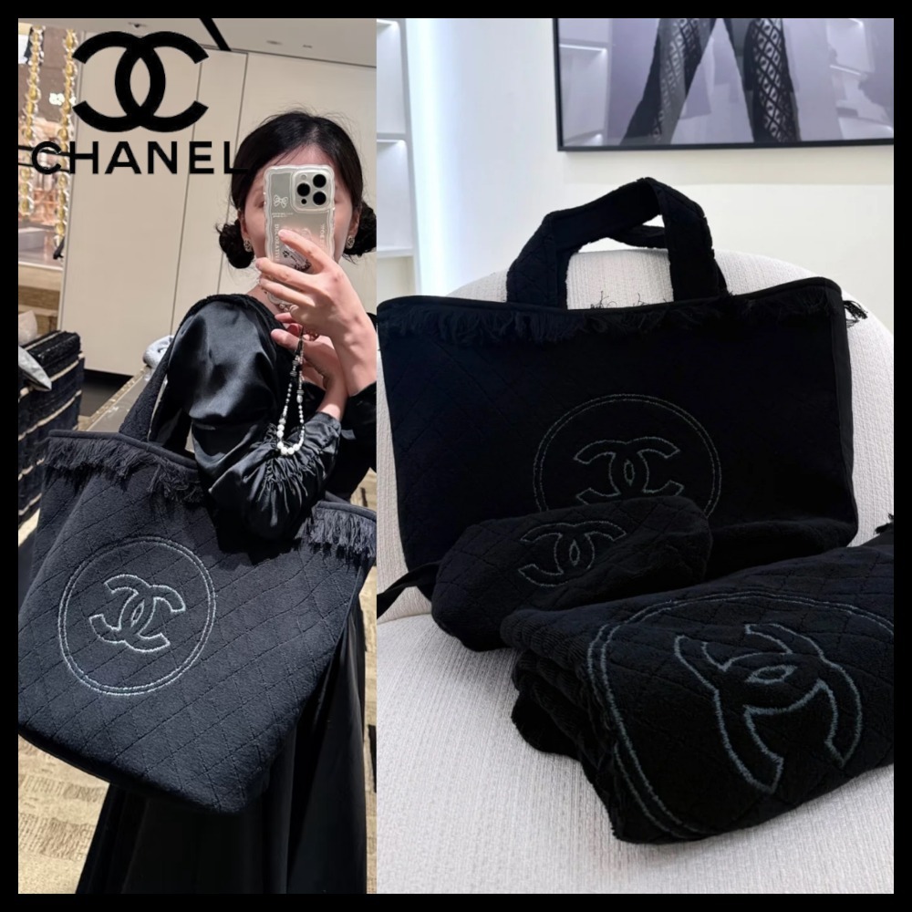 【フリンジのアクセントが可愛らしい♪】CHANEL バッグ＆タオル