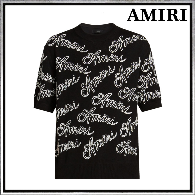 関税込★【AMIRI】刺繍スクリプトロゴ・ウールTシャツ