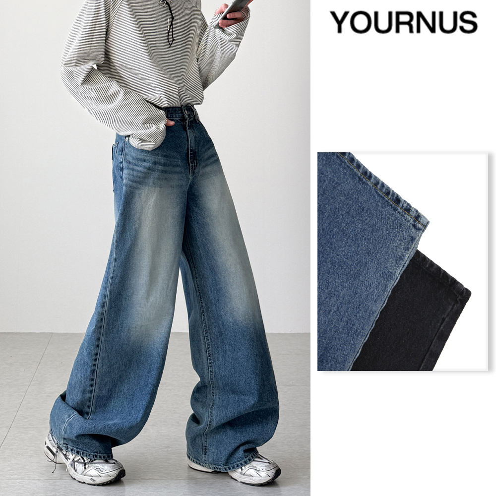 【YOURNUS】Col Brush Wide Denim