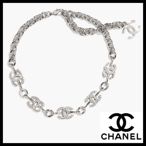 **25C 美しく輝くシルバー＆クリスタル**【CHANEL】 チョーカー