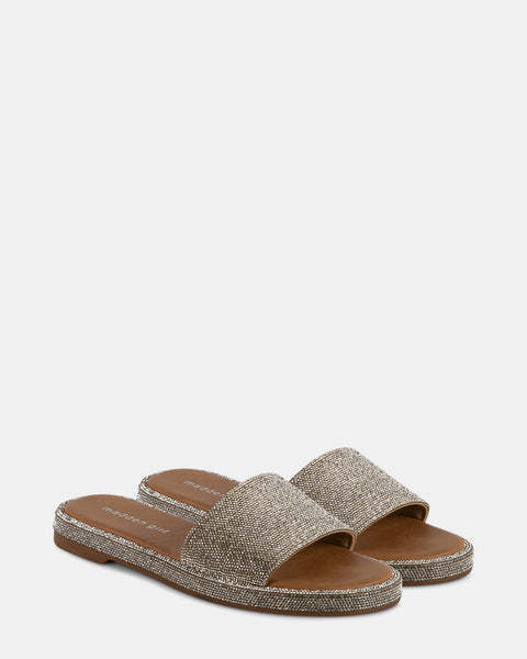 Steve Madden きらきらラインストーン スライド サンダル Steve Madden】キラキラ・ラインストーン☆フラット・スライド