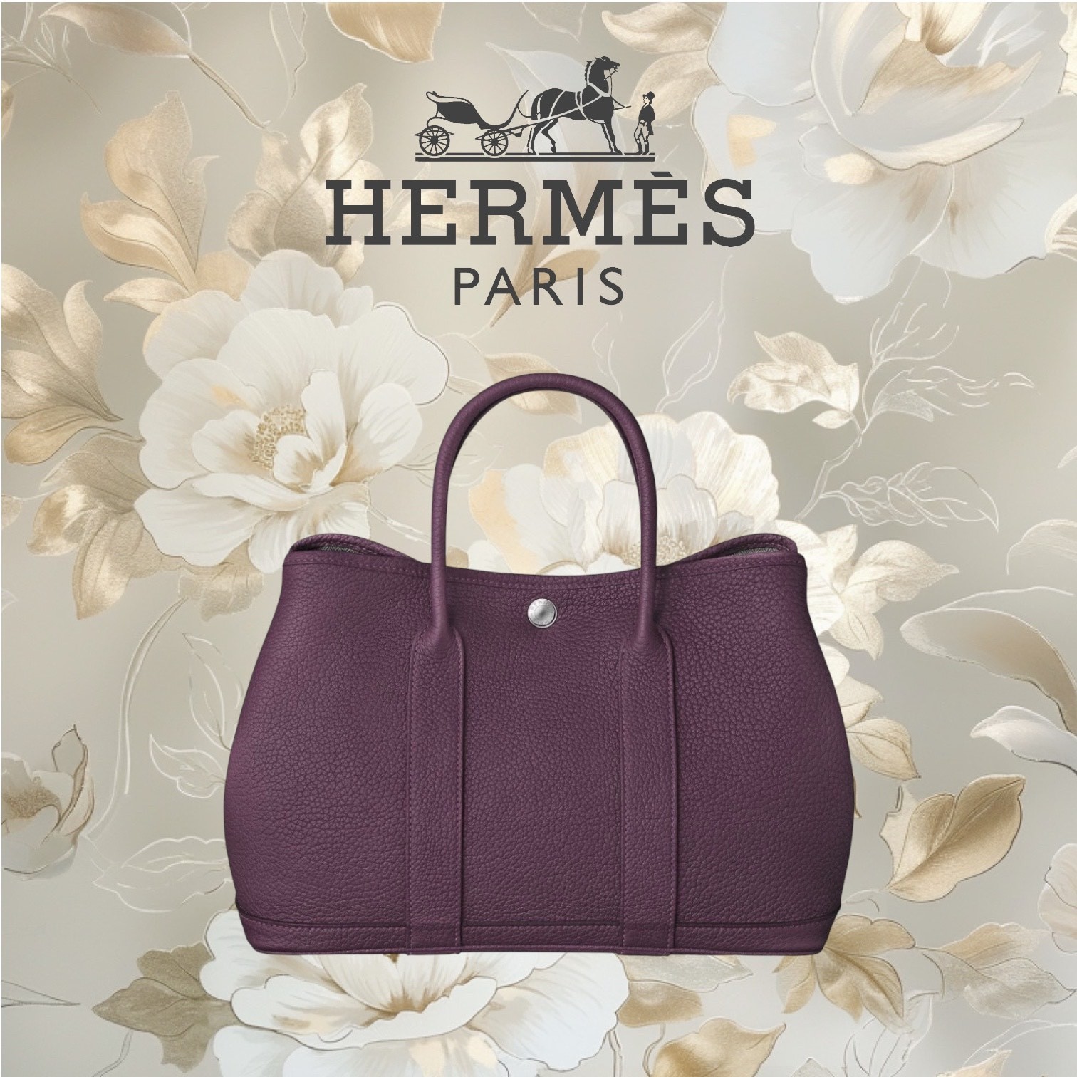 HERMES エルメス ガーデンパーティ かばん PM 36 紫 カシス