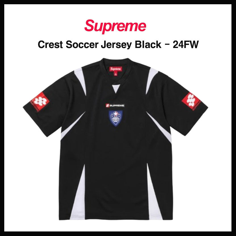 【SUPREME】CREST SOCCER JERSEY BLACK - 24FW