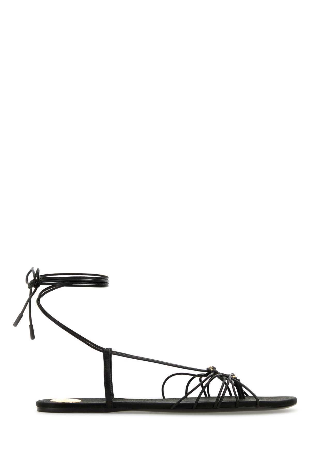 【送料&関税込】Saint Laurent Black Leather Babylone Sandals