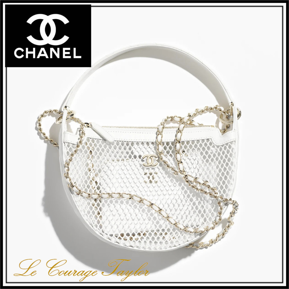 25S♪メッシュホワイト【CHANEL】チェーン クラッチ バッグ