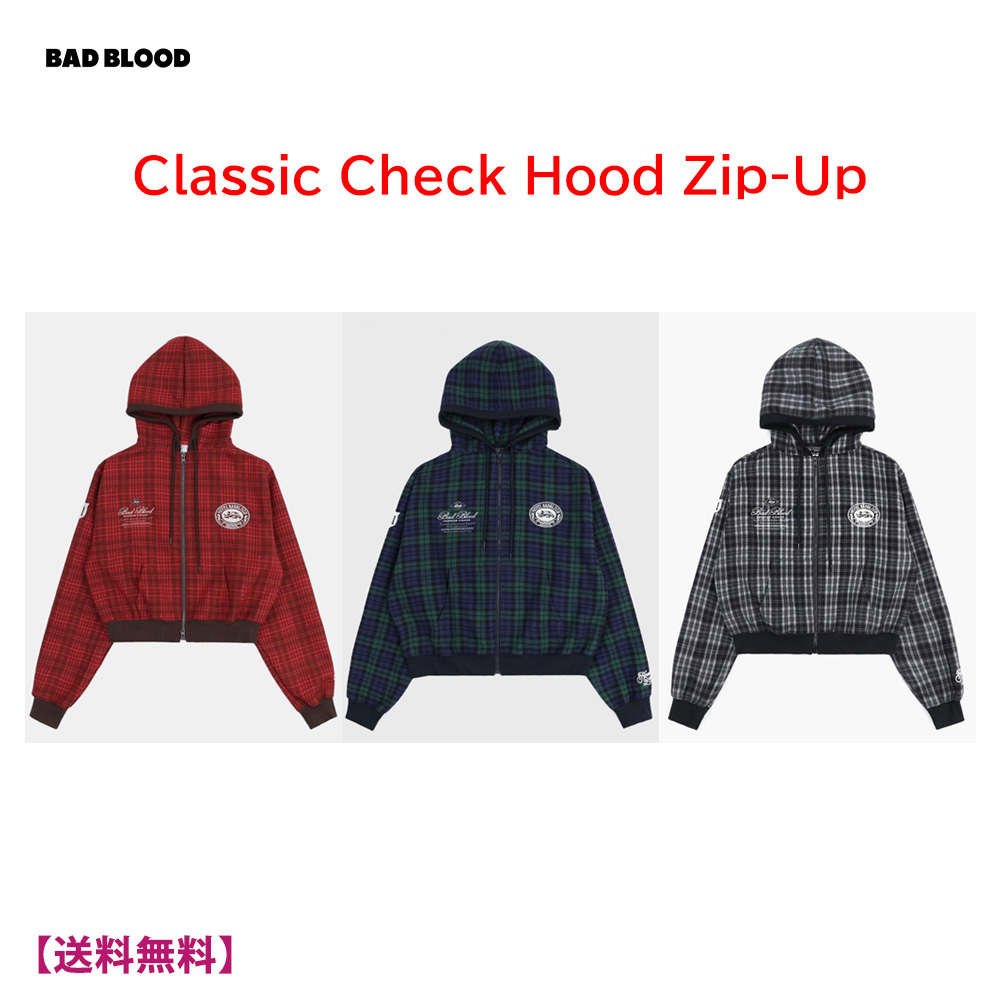 [男女共用] BADBLOOD★Classic Check Hood Zip-Up★ジップアップ