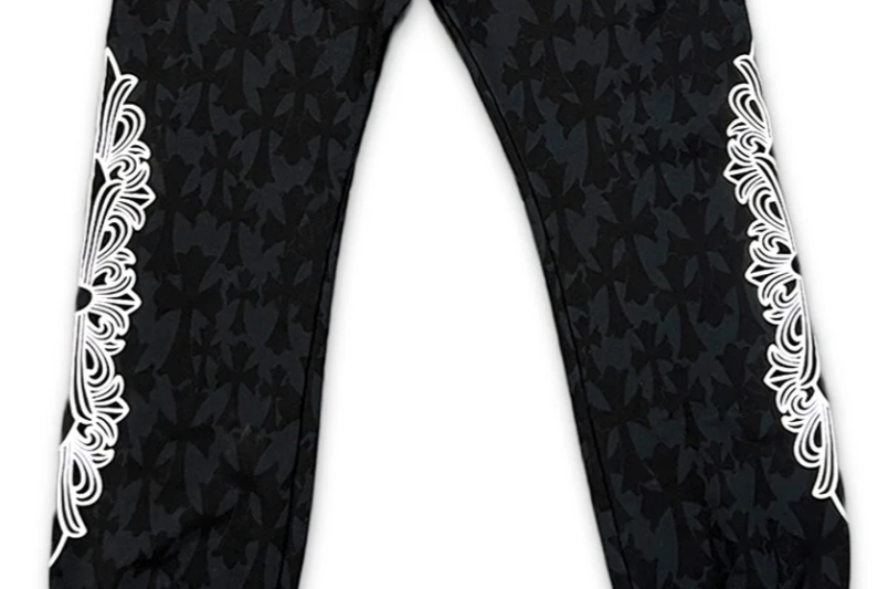 希少◆CHROME HEARTS◆CEMETERY CROSS PRINT SWEATPANTS \"BLACK\"