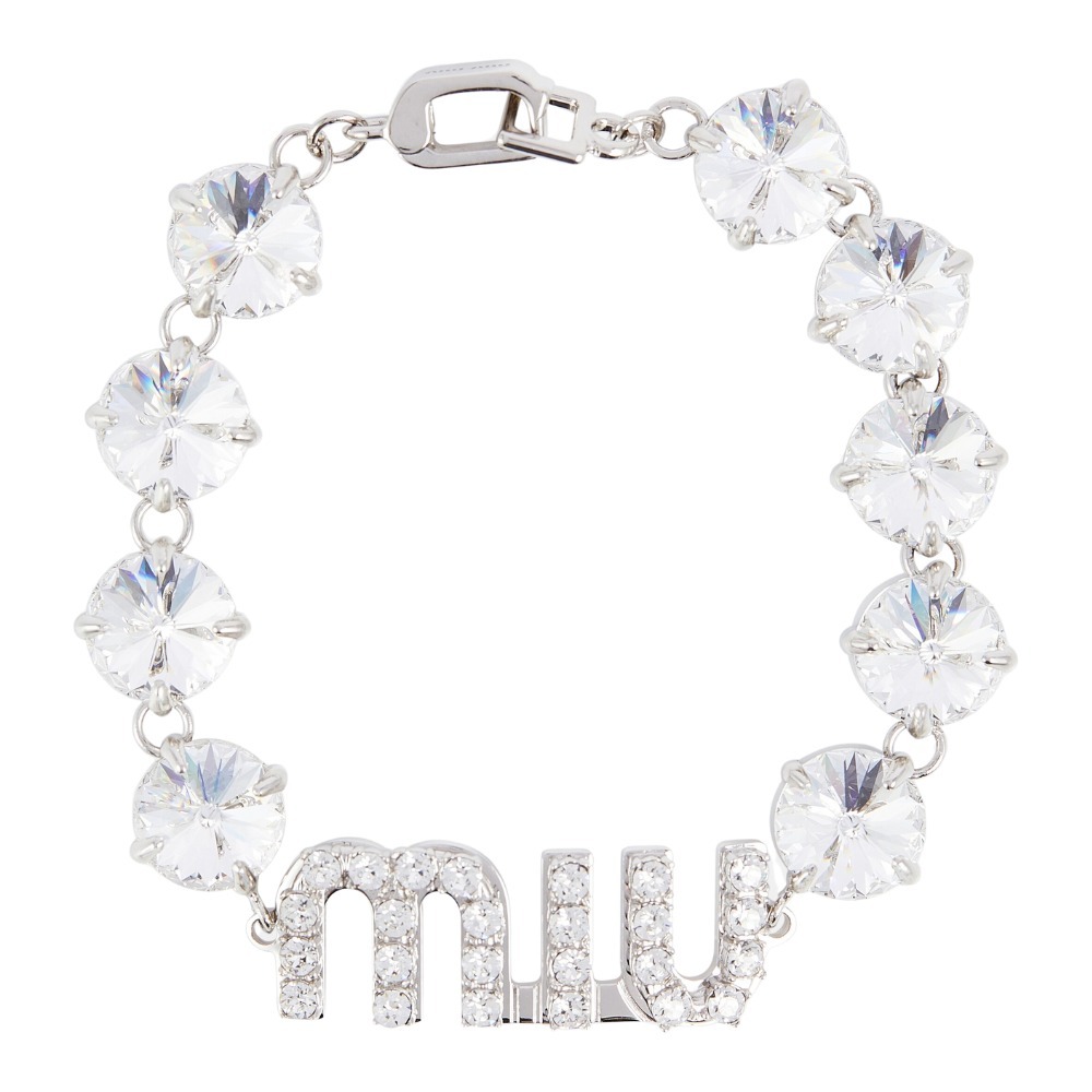 《大人かわいい》【MiuMiu】ロゴ入りクリスタルブレスレット