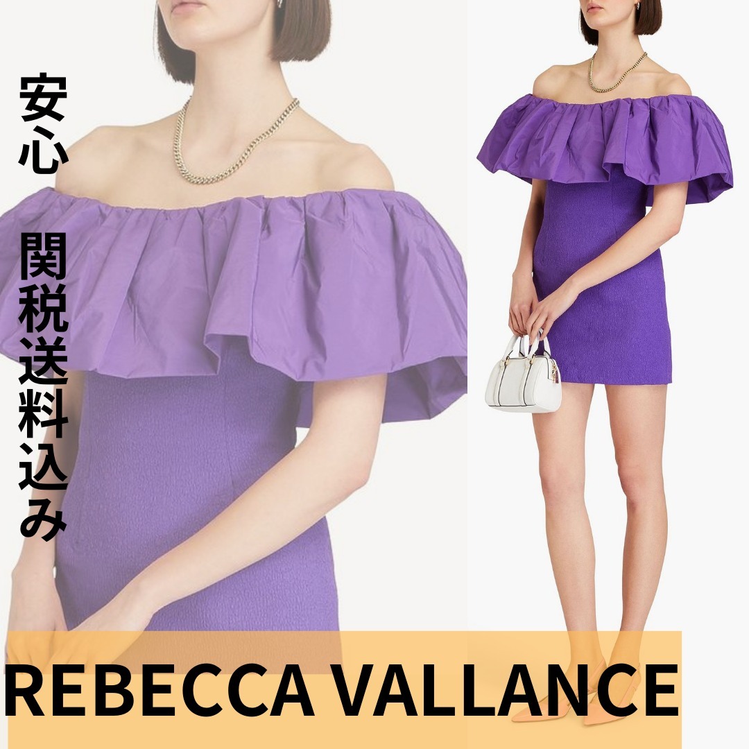 【REBECCA VALLANCE】クロッケ ミニドレス オフショルダー