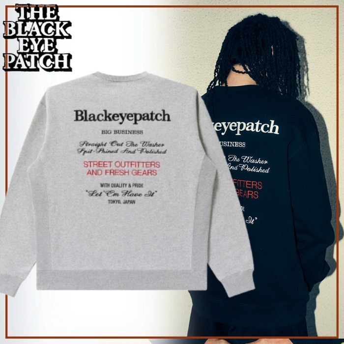 ≪大人カジュアル≫【BlackEyePatch】BIGBUSINESSロゴスウェット