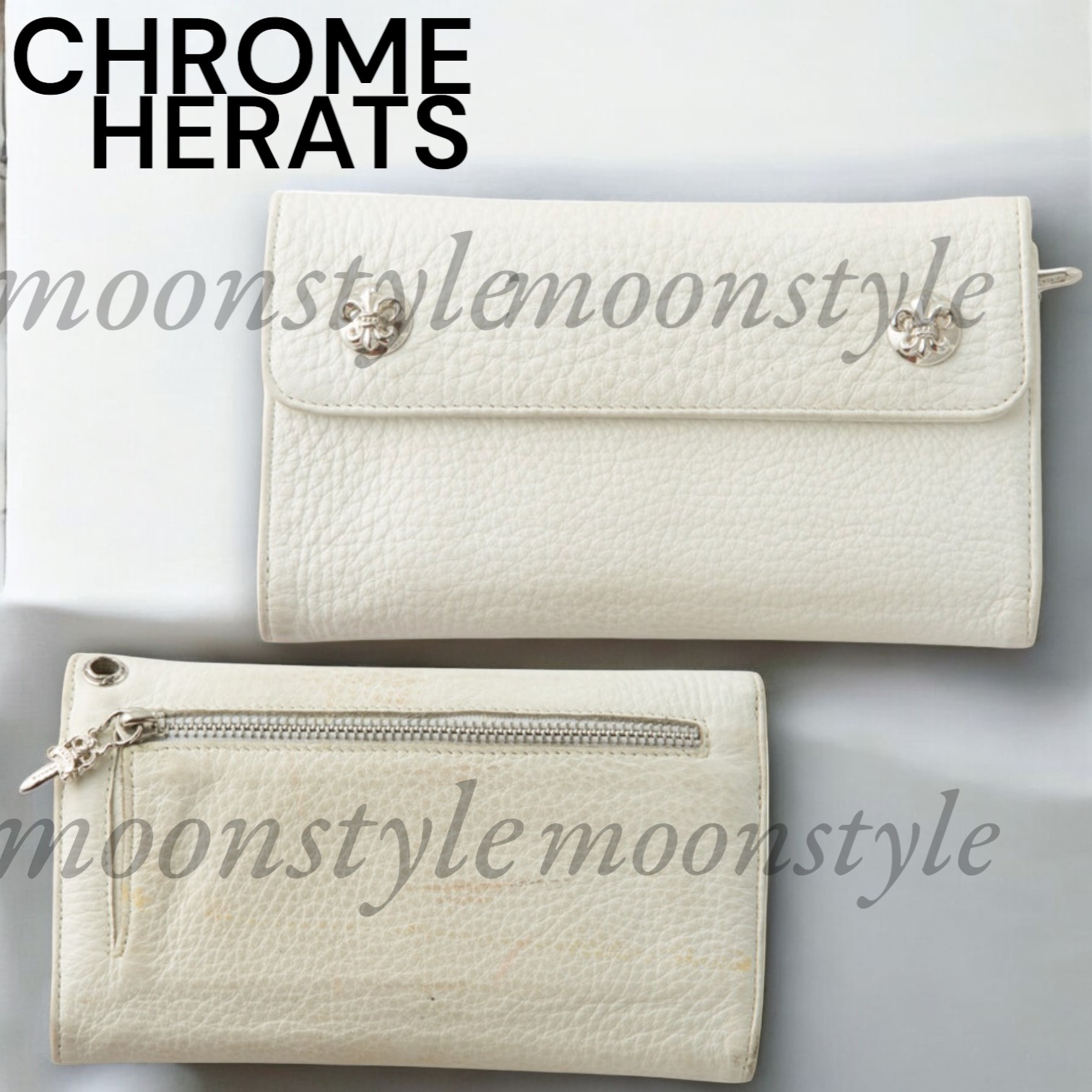 CHROME HERATS★クロムハーツ ウェーブ2ボタン長財布 Bランク