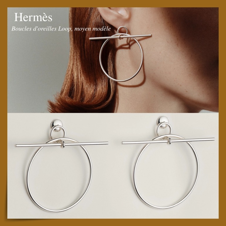【HERMES】耳元注目/目を惹くデザイン ☆ 上品 Loop MM ピアス