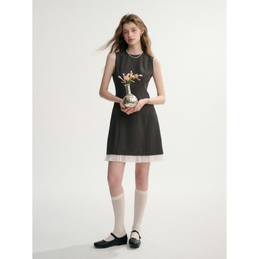 ◆Since Then◆ Dark grey ribbon mini dress