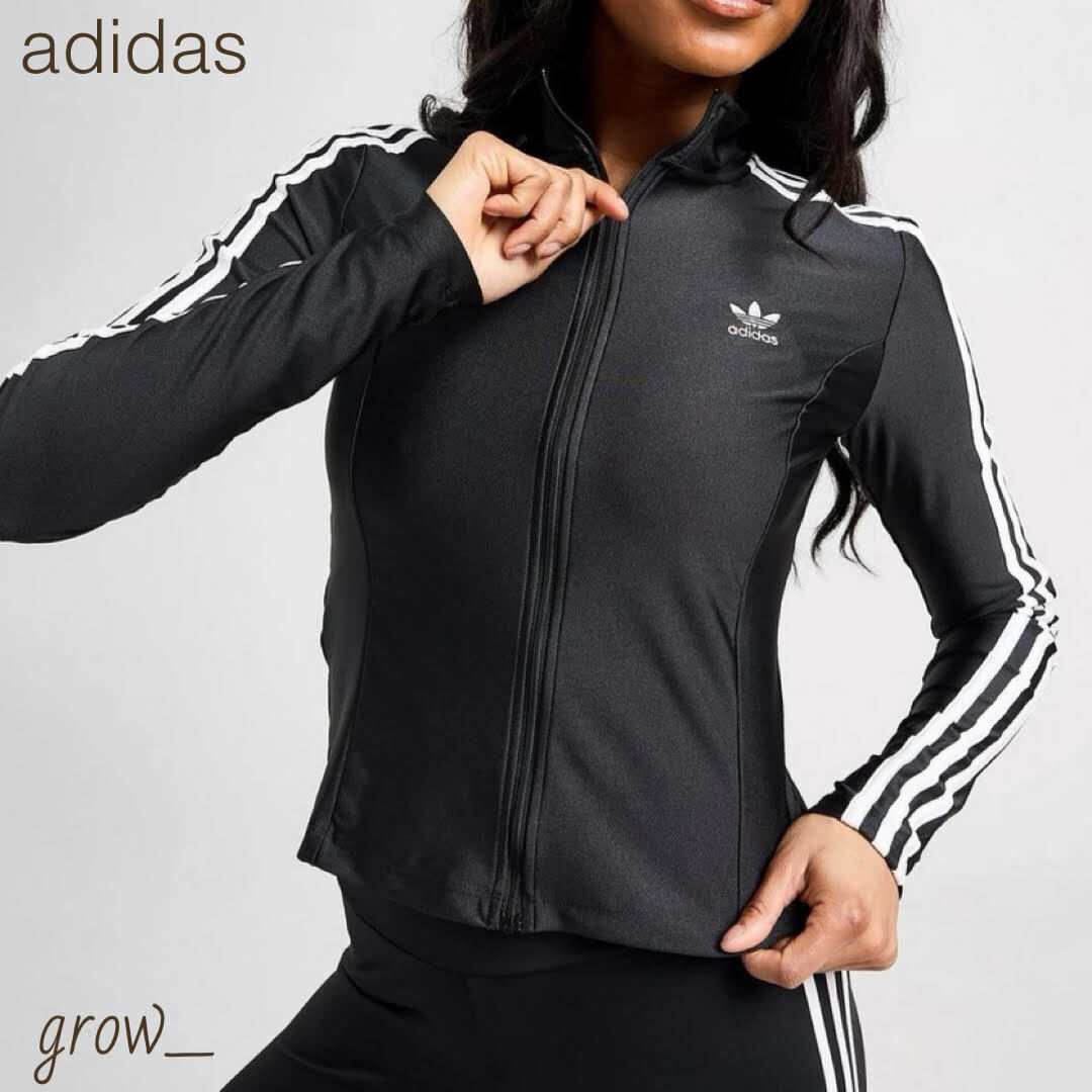 adidas Originals 3ストライプ フルジップ スリムトップ 送関込