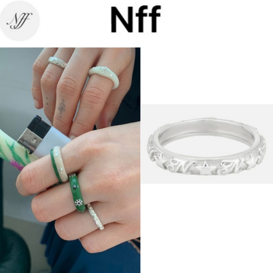 [韓国人気ジュエリー] nff [silver925] star logo ring-silver