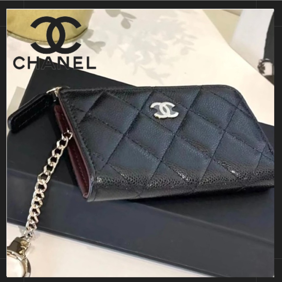 【高級感＊】CHANEL カードケース キーリング ジップ開閉式 黒