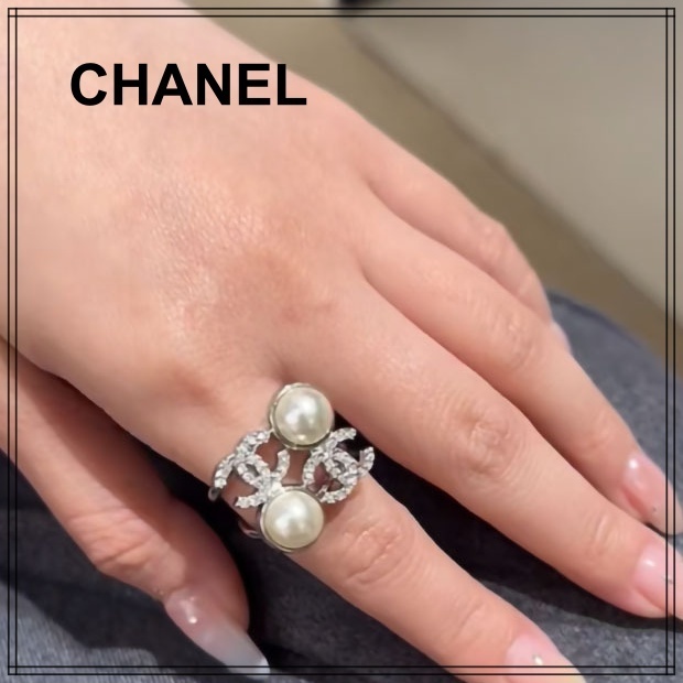 エレガント【CHANEL】パール×CCロゴ 指輪 シャネルリング