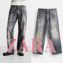 ZARA ザラ ウォッシュド加工プリントバギーフィットジーンズ 38