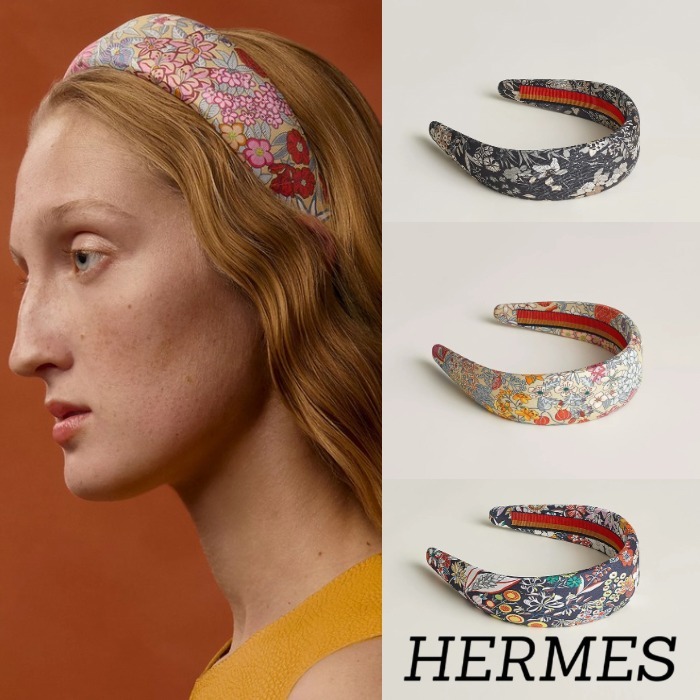 【花柄が素敵♪】HERMES シルクツイル カチューシャ 4.5