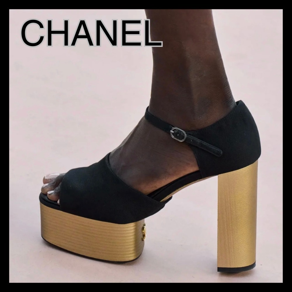 【脚長効果抜群♪】CHANEL サンダル 厚底 ヒール
