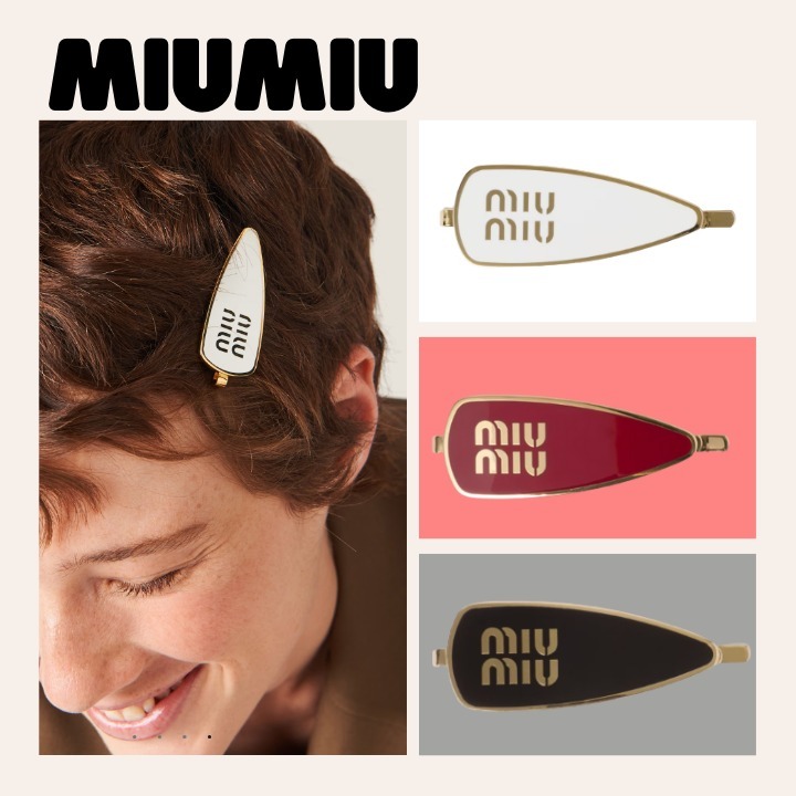 【MIUMIU】ミュウミュウ エナメルメタル ヘアクリップ