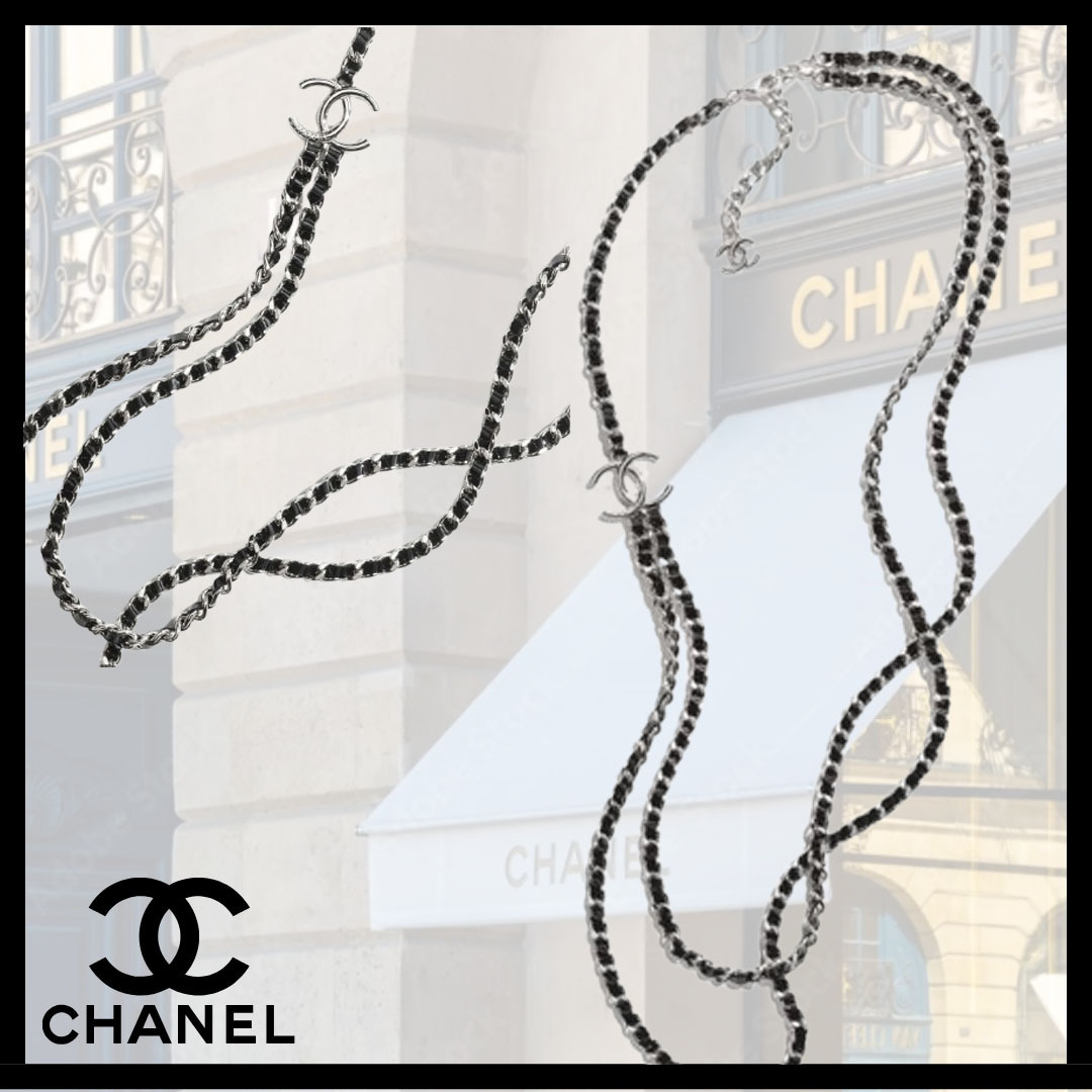 ◆メタル×レザーがお洒落◆【CHANEL】ロングネックレス