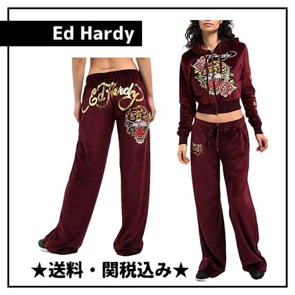 Ed Hardy エドハーディー ★ ベロア トラックパンツ ブラック Ed Hardy(エドハーディー) ボトムス(レディース) - 海外通販のBUYMA