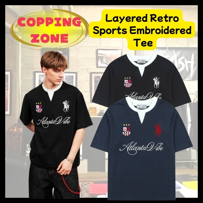 『Copping Zone』Layered Retro Sports Embroidered Tee