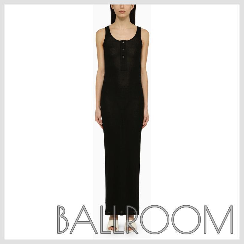 ワンピース AMI PARIS BLACK COTTON LONG DRESS WITH BUTTONS