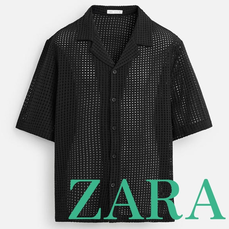 【ZARA】オープンジャカードシャツ ブラック | 2688/104/800