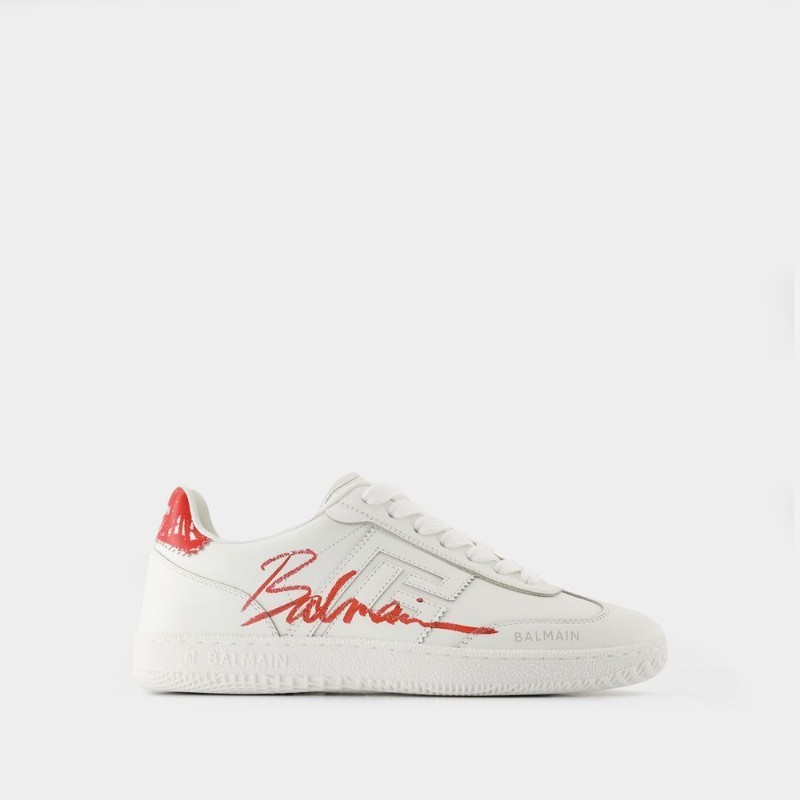 スニーカー BALMAIN Swan Sneakers - Balmain - Leather - Red/White