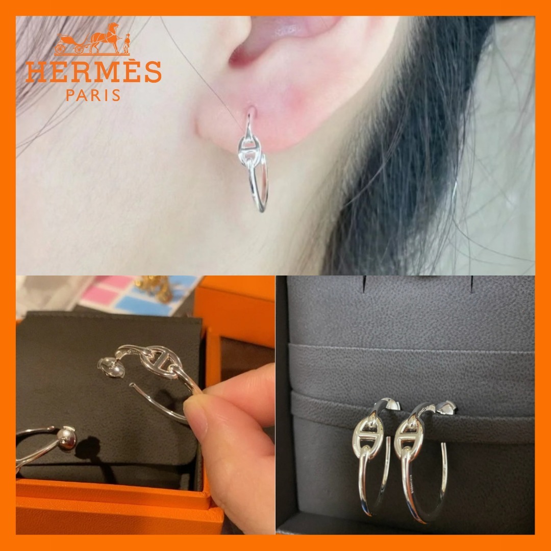 【美しいシルエット】HERMES フープピアス シェーヌダンクル