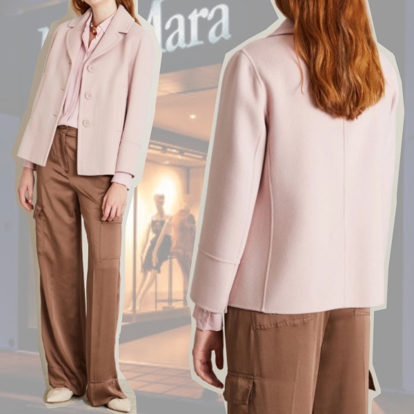 DT MaxMara ★ ピュアウール ピーコート MOON ピンク