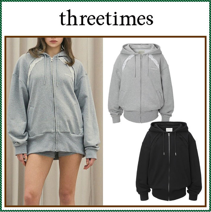 【threetimes】 Layered lace hoodie /追跡付