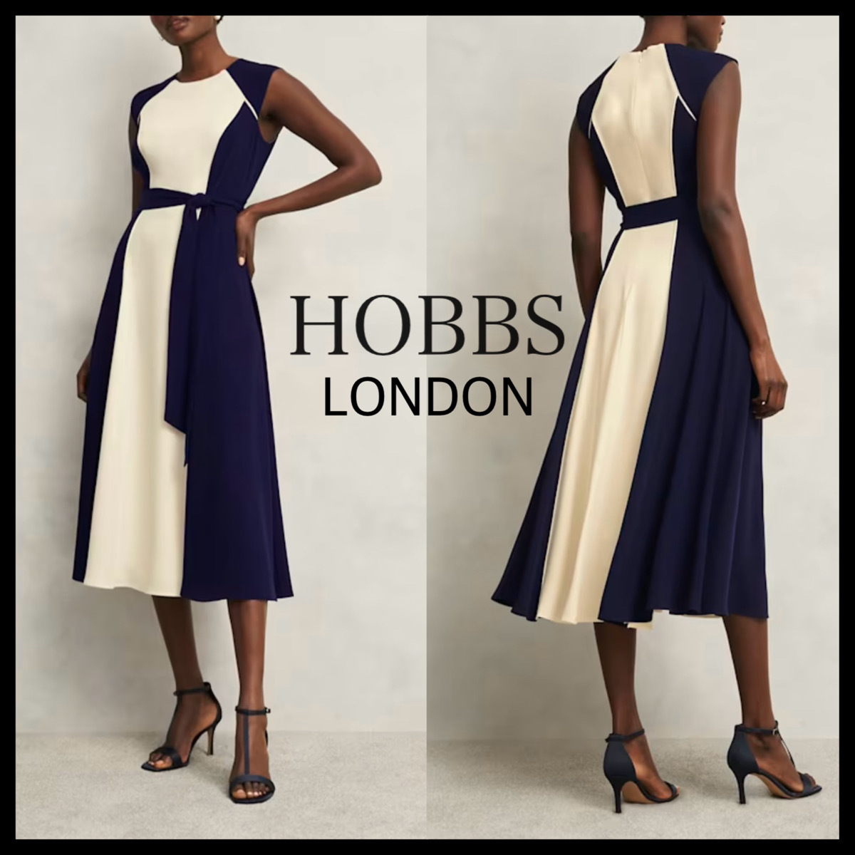 日本未入荷【HOBBS LONDON】Andrea カラーブロックベルトドレス
