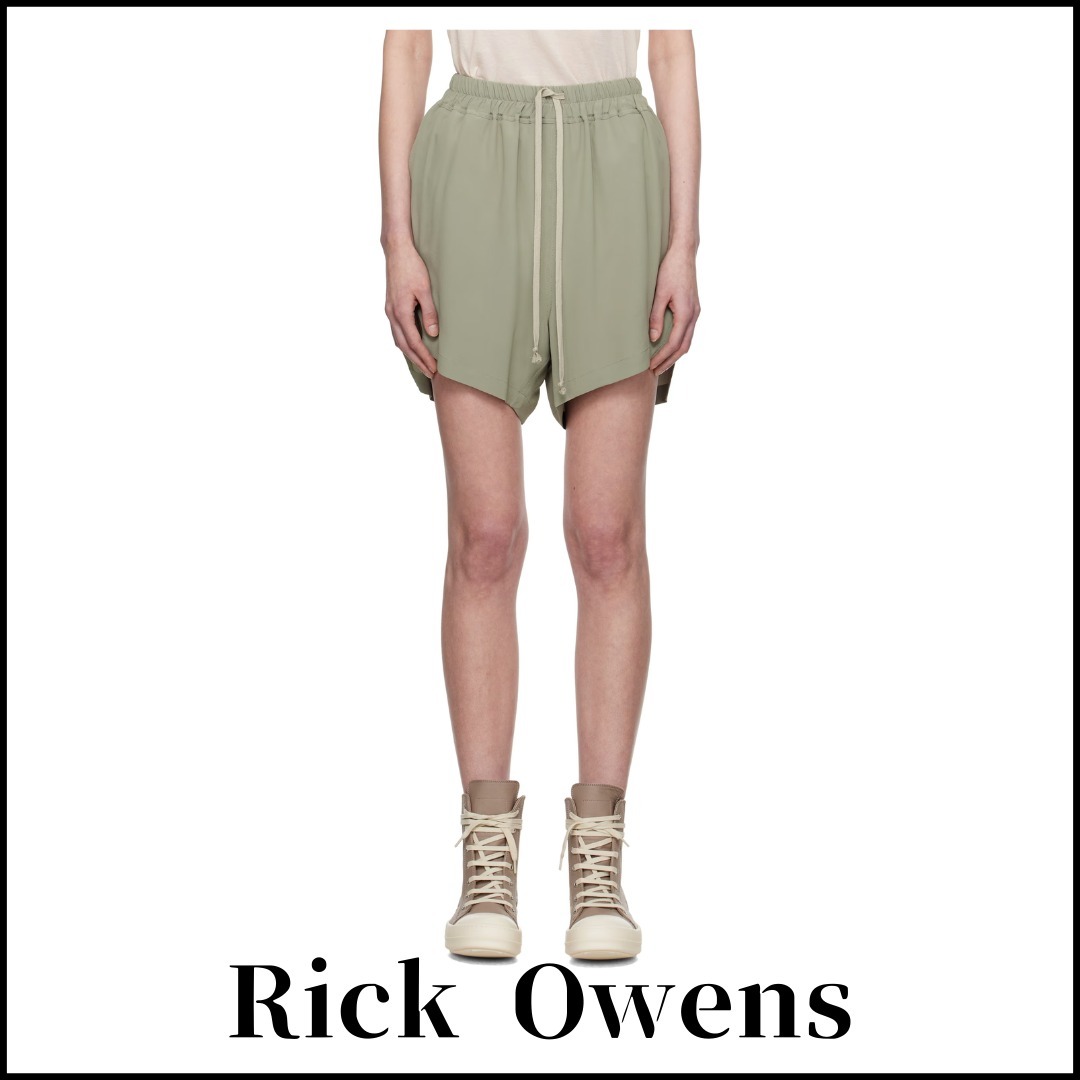 【RICK OWENS】グリーン Hollywood ボクサー ショートパンツ