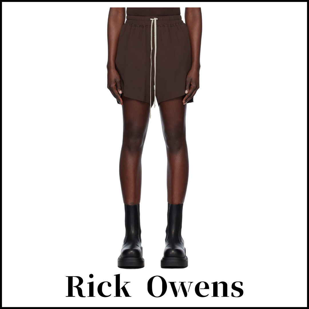 【RICK OWENS】ブラウン Hollywood ボクサー ショートパンツ