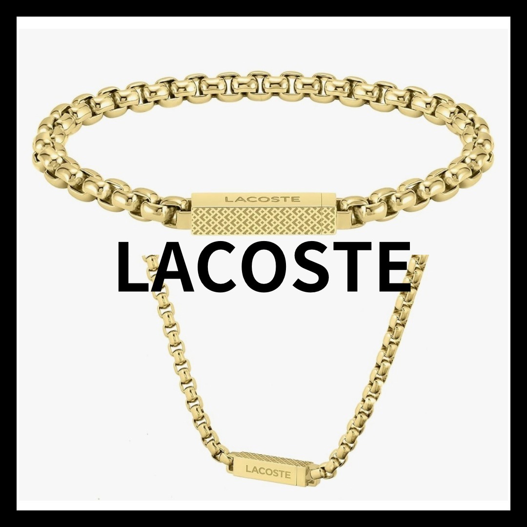【LACOSTE】L'ESSENTIEL チェーン ロゴ ブレスレット ゴールド