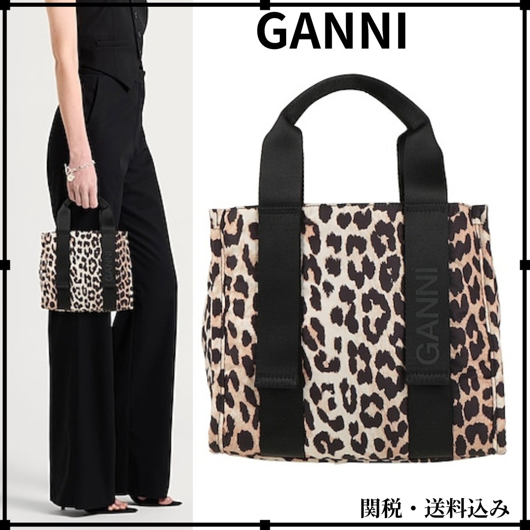 ＊GANNI＊ロゴ レオパード 2way ハンドバッグ ミディアム 送関込