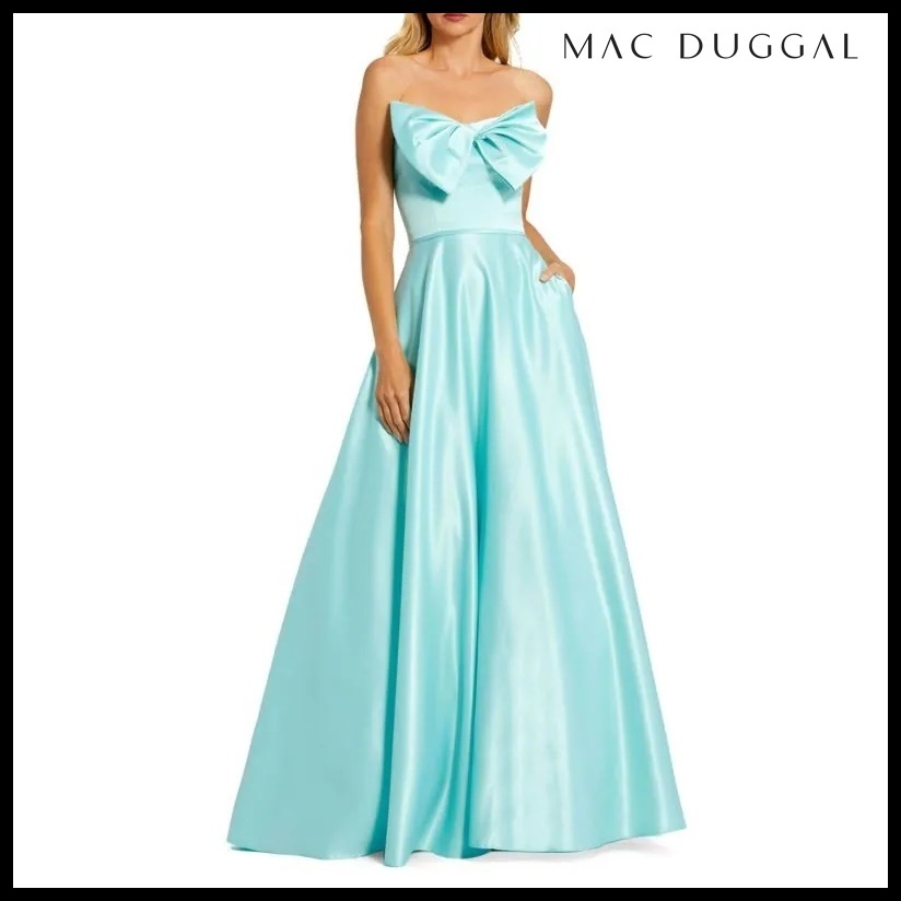 Mac Duggal バンドゥネックボウボールガウン
