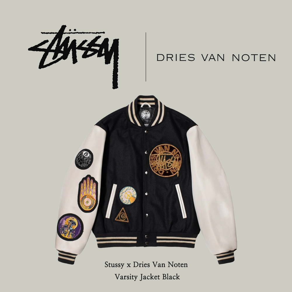 【Stussy x Dries Van Noten】 Varsity Jacket Black
