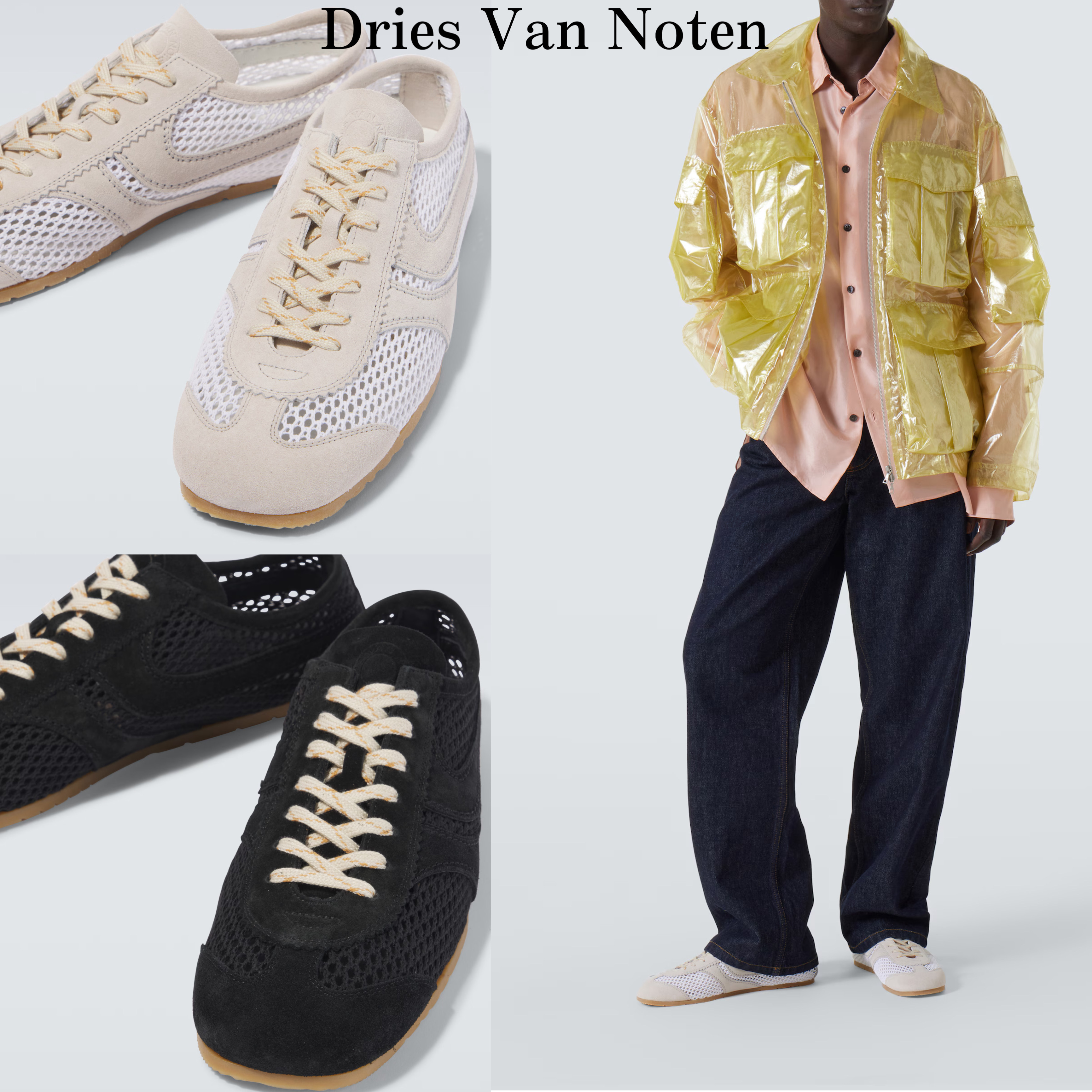 新作メンズ*Dries Van Noten*メッシュレザースニーカー
