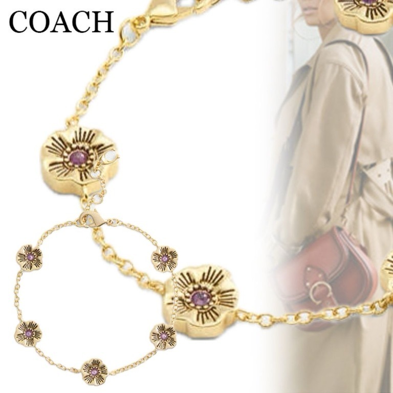 すぐ届く*COACH*ティー ローズ ステーション リニアブレスレット
