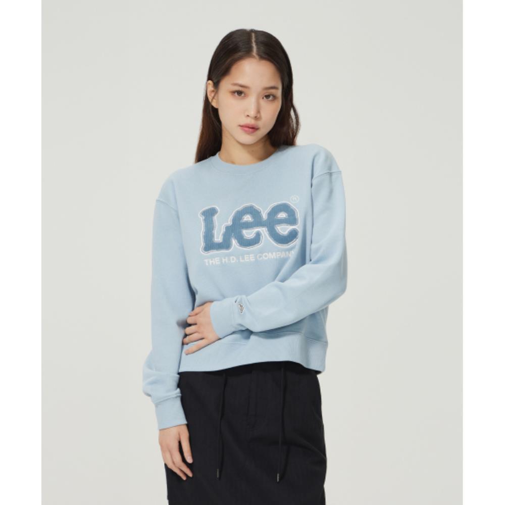 ◆LEE◆ Corduroy Logo Man to Man Sky Blue