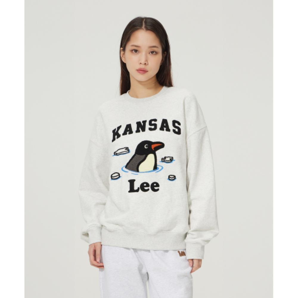 ◆LEE◆ Buckle Penguin Graphic Man to Man Light Gray