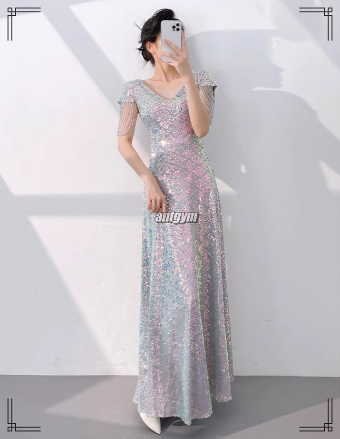 スパンコール マキシドレス S〜2XL 宴会