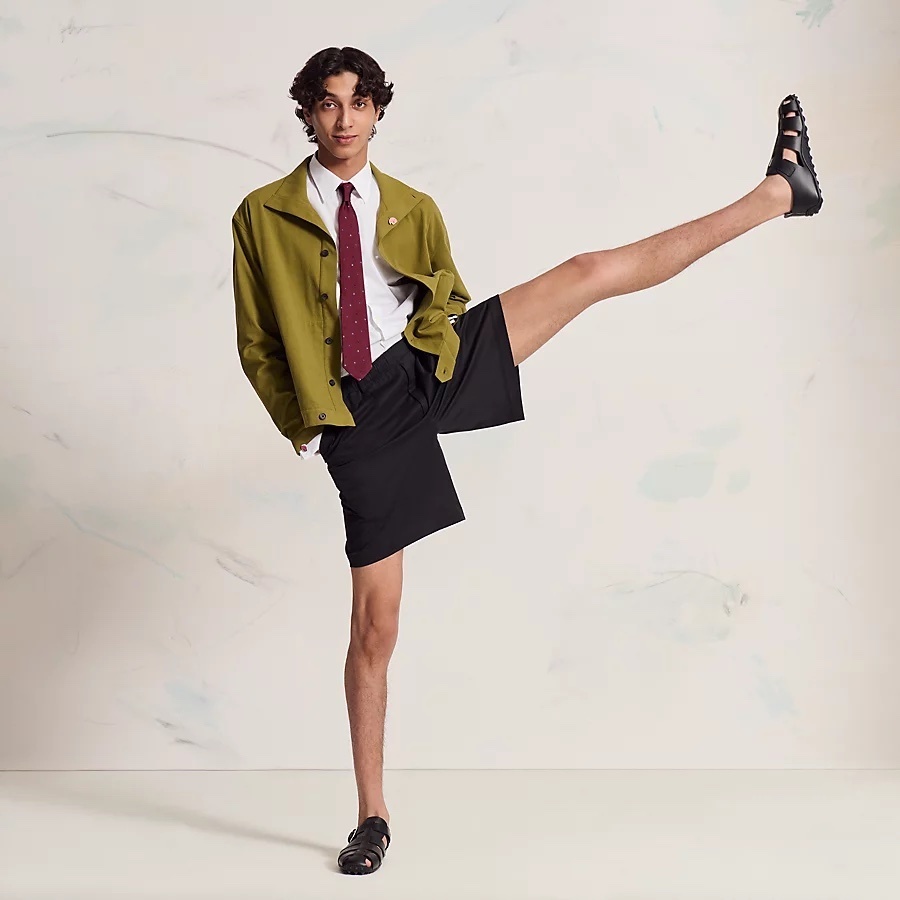 メンズ HERMES◆シルクタイ 7 cm 《スプレッドH》ネクタイ