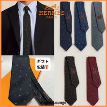 メンズ HERMES◆シルクタイ 7 cm 《スプレッドH》ネクタイ